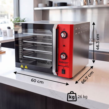 Forno Industrial Convector Venâncio Smart Basic Vermelho 4 Esteira Corpo Inox 220v FCSB4E 15477