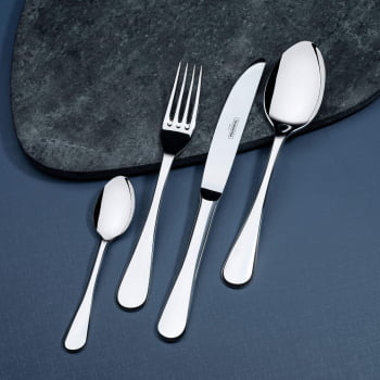 Faqueiro Tramontina Classic em Aço Inox com Faca de Mesa Forjada e Estojo de Madeira 130 Pç 66928223