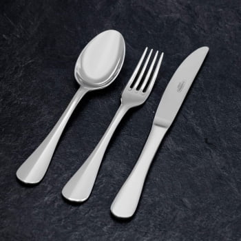 Faqueiro Tramontina Classic em Aço Inox com Faca de Mesa Forjada e Estojo de Madeira 130 Pç 66928223