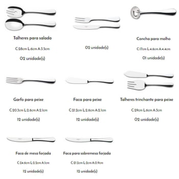 Faqueiro Tramontina Classic em Aço Inox com Facas de Mesa Forjadas sem Estojo 130 Peças 66928423