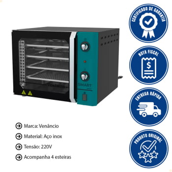 Forno Industrial Convector Venâncio Elétrico Smart Basic Azul 4 Esteiras 220v FCSB4E 16715