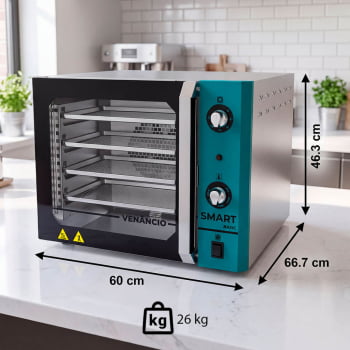 Forno Industrial Convector Venâncio Smart Basic Azul Turq 4 Esteiras Corpo Inox 220v FCSB4E 16712