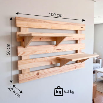 Painel Floreira Tramontina 100x56cm em Madeira Maciça com Duas Prateleiras 91150110