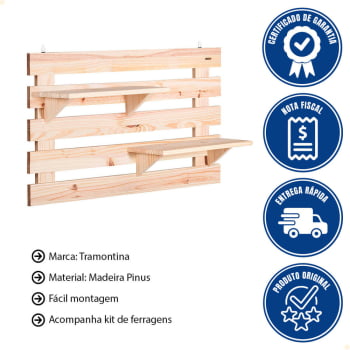 Painel Floreira Tramontina 100x56cm em Madeira Maciça com Duas Prateleiras 91150110