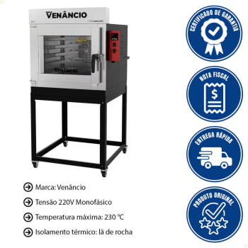 Forno Industrial Turbo Twister Elétrico Venâncio Com 5 Esteiras 220V Monofásico FVT5E 