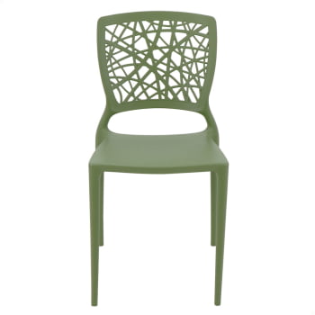 Conjunto 4 Cadeiras Tramontina Joana em Polipropileno e Fibra de Vidro Verde Oliva 92058027