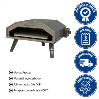 Forno Industrial Assador Refratário Progás PRUNO-40 a Gás Para Pizzas P42630