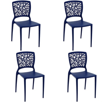 Conjunto 4 cadeiras Tramontina Joana em Polipropileno e Fibra de Vidro Azul Yale 92058170 Conjunto 4 cadeiras Tramontina Joana em Polipropileno e Fibra de Vidro Azul Yale 92058170