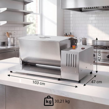 Misturador de Carne Industrial Malta Elétrica 25kg Aço Inox Misturadeira Bivolt 3101110
