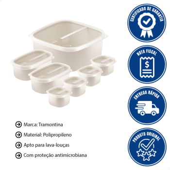 Jogo de Potes Tramontina MixColor em Polipropileno Algodão com Tampa Transparente 7 Peças 25499309
