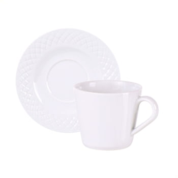 Conjunto Xícara e Pires de Chá Tramontina Ingrid em Porcelana Decorada 185 ml 2 Peças 96011837 Conjunto Xícara e Pires de Chá Tramontina Ingrid em Porcelana Decorada 185 ml 2 Peças 96011837