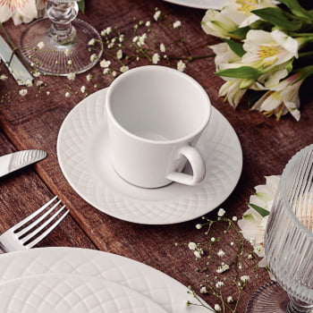 Conjunto Xícara e Pires de Chá Tramontina Ingrid em Porcelana Decorada 185 ml 2 Peças 96011837