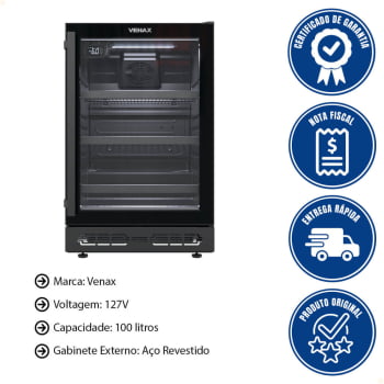 Cervejeira Venax Top Light-In de embutir 100 Litros Preto Fosco Padrao 127V 27714