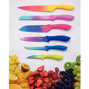 Jogo de Facas Tramontina Colorcut Aço Inox e Cabos de Polipropileno Pintado 6 Peças 23099832
