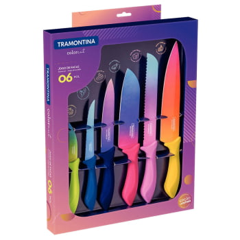 Jogo de Facas Tramontina Colorcut Aço Inox e Cabos de Polipropileno Pintado 6 Peças 23099832