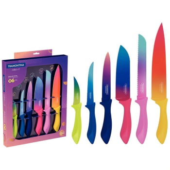Jogo de Facas Tramontina Colorcut Aço Inox e Cabos de Polipropileno Pintado 6 Peças 23099832