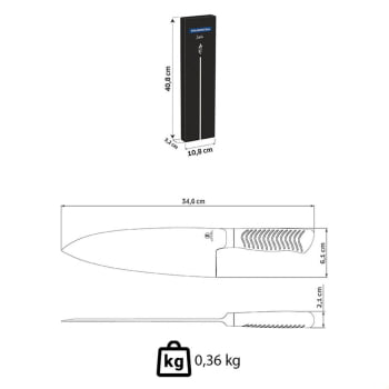 Faca Deba Tramontina Sushi Diamond com Lâmina e Cabo em Aço Inox 8" 24241008
