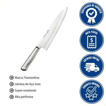 Faca Deba Tramontina Sushi Diamond com Lâmina e Cabo em Aço Inox 8" 24241008