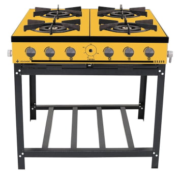 Fogão Industrial Venâncio à Gás Bravo 4 Bocas Amarelo Esmaltado BR4BAM