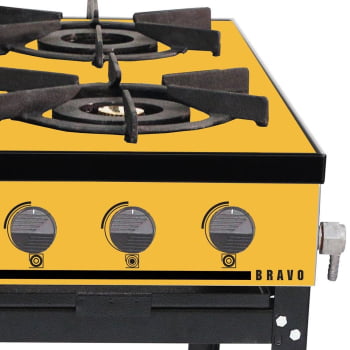 Fogão Industrial Venâncio à Gás Bravo 4 Bocas Amarelo Esmaltado BR4BAM