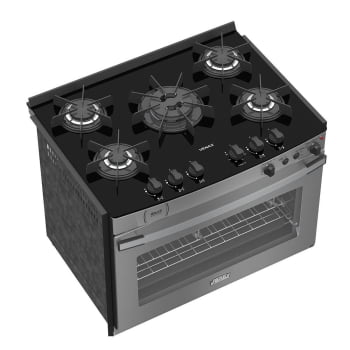 Fogão a Gás de Embutir Gaudi Platinum Vitreo 5 Queimadores Inox GLP 220V 22232