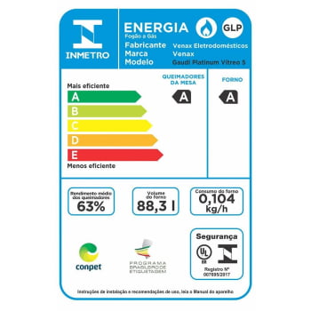 Fogão a Gás de Embutir Gaudi Platinum Vitreo 5 Queimadores Inox GLP 220V 22232