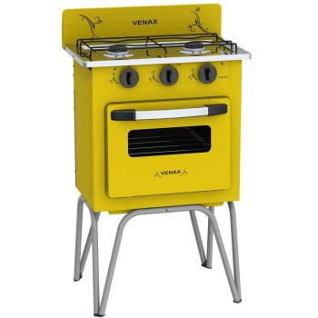 Fogao a Gás Venax Gemini 2 Queimadores Vetro Amarelo GLP 7506