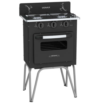 Fogão a Gás Venax Gemini 2 Queimadores Vetro Preto Fosco Gás GLP 7509