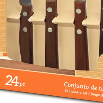 Faqueiro Tramontina 24 Peças Tradicional Sortido com Laminas de Aço Inox e Cabos de Madeira 22299050