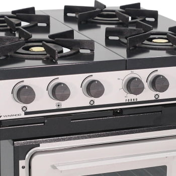 Fogão Industrial Venâncio  Bravo a Gás 4 Bocas com Forno Cinza Esmaltado BR4BF