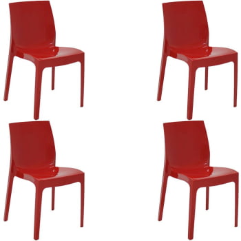 Conjunto 4 Cadeiras Plástica Tramontina Monobloco Alice Vermelha 92037040