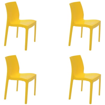 Conjunto 4 Cadeiras Tramontina Polipropileno Monobloco Alice Amarela 92037000