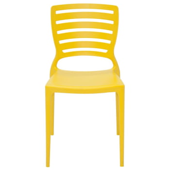 Conjunto 4 Cadeiras Tramontina Sofia Amarela sem Braços com Encosto Vazado Horizontal 92237000