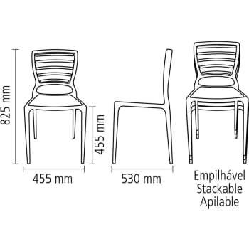 Conjunto 4 Cadeiras Tramontina Sofia Grafite sem Braços com Encosto Vazado Horizontal 92237007