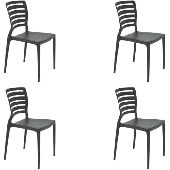Kit 4 Cadeiras Tramontina Sofia em Polipropileno e Fibra de Vidro Preto 92237009