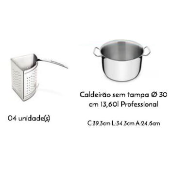 Cozi-Pasta Tramontina Professional em Aço Inox com 4 Divisórias 30 cm 13,5 L 65620411