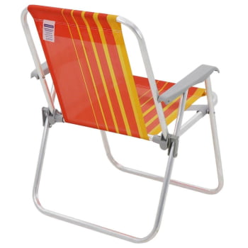 Cadeira de Praia Tramontina Samoa Alta em Alumínio com Assento Laranja e Amarelo 92900001