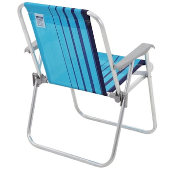 Cadeira de Praia Tramontina Samoa Alta em Alumínio com Assento Azul Cristal e Azul Marinho 92900002