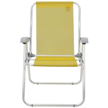 Cadeira de Praia Tramontina Creta Master em Alumínio com Assento Amarelo 92900200