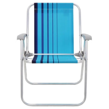 Kit 04 Cadeiras de Praia Tramontina Samoa Alta Alumínio c/ Assento Azul Cristal e Marinho 92900002