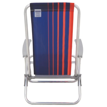 Kit 02 Cadeiras de Praia Reclinável Tramontina Bali Baixa Alumínio Assento Azul e Laranja 92900100