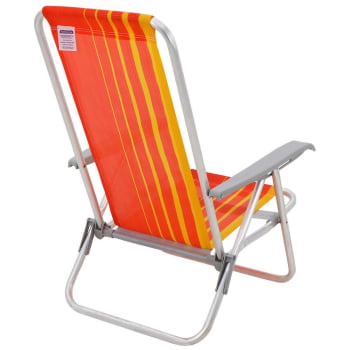 Kit 02 Cadeiras de Praia Reclin.Tramontina Bali Baixa Alumínio c/ Assento Laranja e Amarelo 92900101