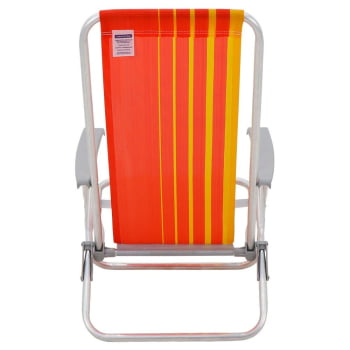 Kit 02 Cadeiras de Praia Reclin.Tramontina Bali Baixa Alumínio c/ Assento Laranja e Amarelo 92900101