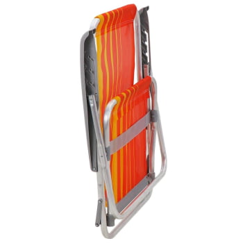 Kit 04 Cadeiras de Praia Reclin.Tramontina Bali Baixa Alumínio c/ Assento Laranja e Amarelo 92900101