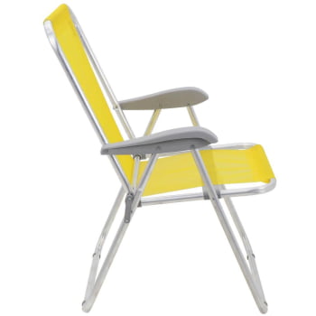 Kit 02 Cadeiras de Praia Tramontina Creta Master em Alumínio com Assento Amarelo 92900200