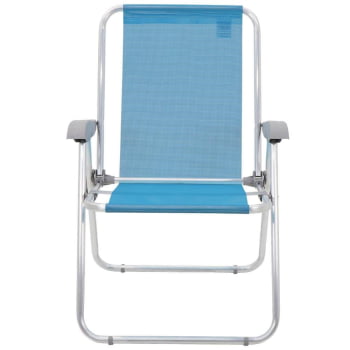 Kit 02 Cadeiras de Praia Tramontina Creta Master em Alumínio com Assento Azul Cristal 92900201