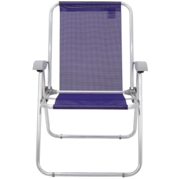 Kit 02 Cadeiras de Praia Tramontina Creta Master em Alumínio com Assento Roxo 92900203
