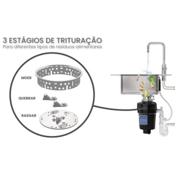 Triturador de Resíduos Alimentares Tramontina 0,75 HP 220V para Cubas ou Pias Furação da Válvula de 4 1/2" 94522003