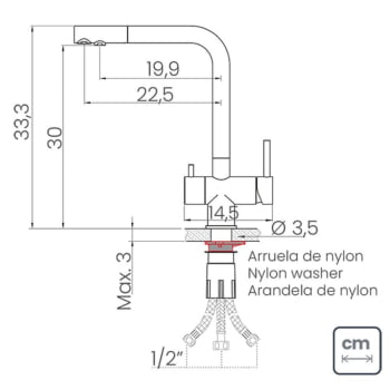 Misturador Monocomando Tramontina Monde Filter Plus Aço Inox Saída Adicional para Água Filtrada + Filtro 3M 94520025