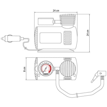 Mini Compressor de Ar Portátil Tramontina Elétrico p/ Carros 300 psi 50W 12V 8 L por Minuto 42330001